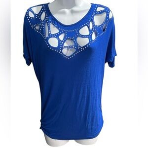 Blue VENUS Studded Cutout Top - Size Small - preloved
